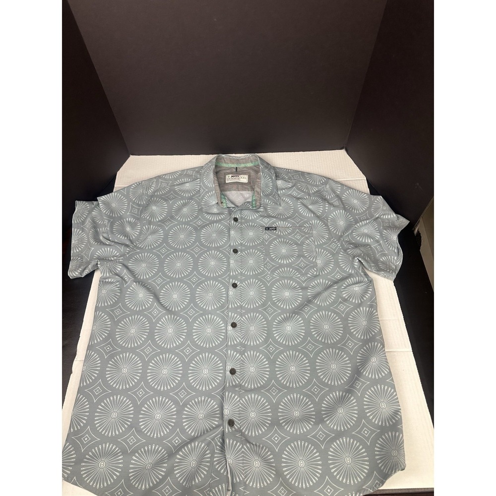 Jetty Short Sleeve Blue Button Up Mens XXL Geometric All Over Print